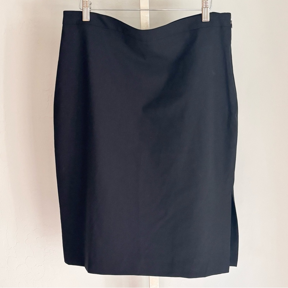 Banana Republic Stretch Pencil Skirt Wool Blend, Side Slit, Black, Sz 12 Petite